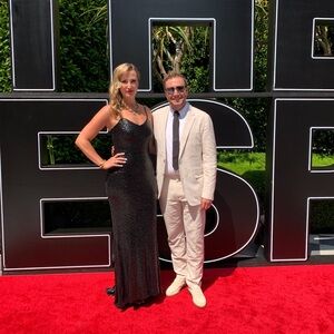 Women’s Donna Karan New York black sequin gown, size 8.